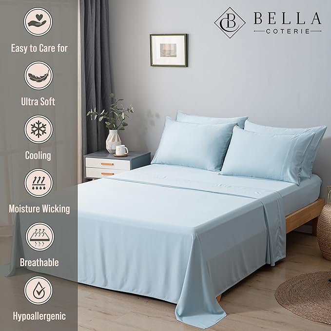 Bella Coterie 7 Piece Luxury Bamboo Viscose Split King Size Sheet Set | 2 - Image 3