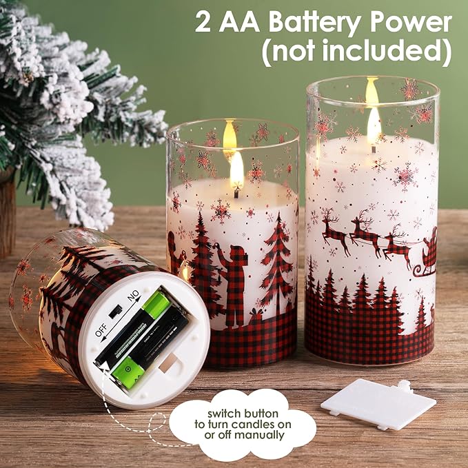 Eywamage Christmas Flameless Pillar Candles - Image 3
