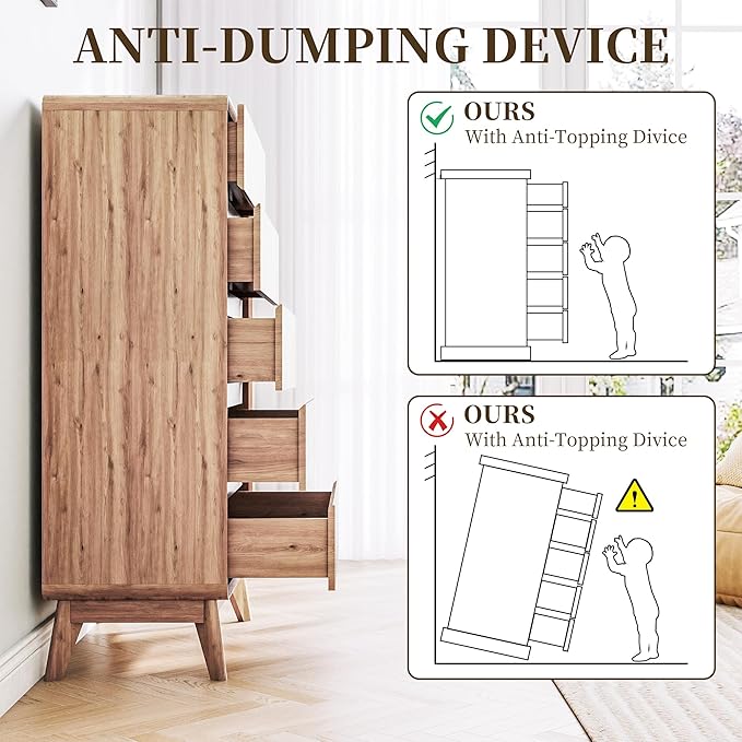 50" Tall Dresser for Bedroom, Vertical Dressers - Image 6