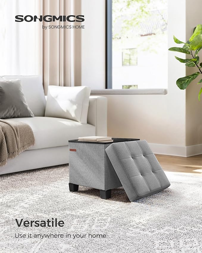 SONGMICS Storage Ottoman, Small Ottoman Foot Rest - Image 3
