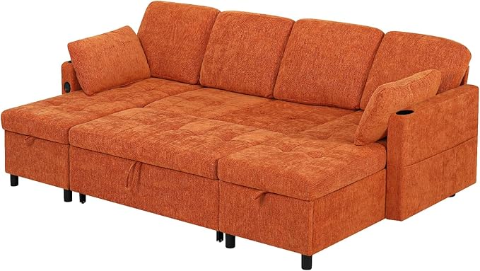110" Sectional Pull Out Sofa Bed - Image 8