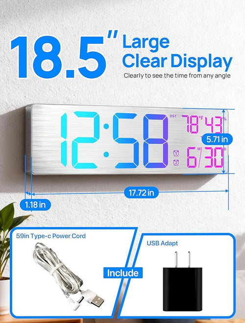 18.5" Large Digital Wall Clock - Image 2