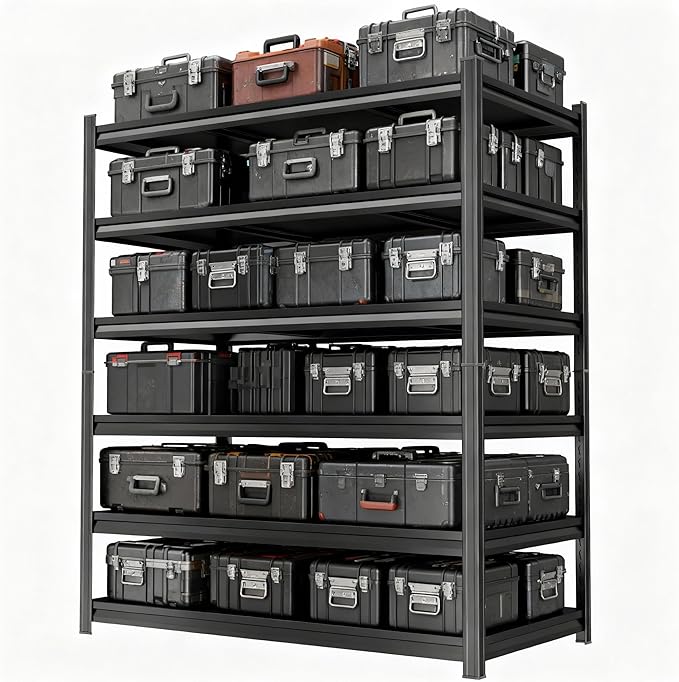 78'' Storage Shelves, 6-Tier Garage Metal Shelving Unit, Double-Layer Column by Beaunatixx
