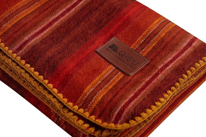 QISU Alpaca Wool Blanket Throw | Large, Variegated | 85 x 65 inches | Ultra-Soft - Image 2