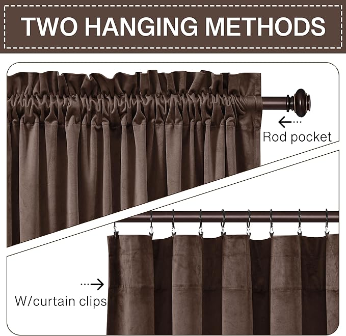StangH Reddish Brown Curtains 90 Inch, Luxury Soft Velvet Thermal Insulated - Image 3