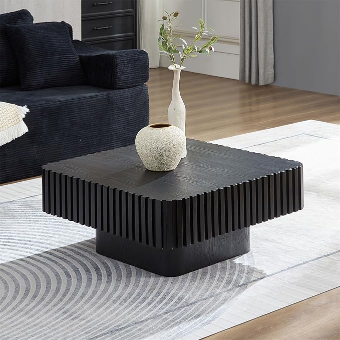 LKTART Square Coffee Table for Living Room, Accent Fluted Coffee Table - Image 3