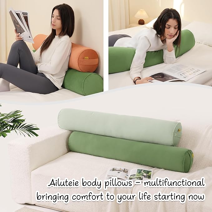 Bolster Pillow for Bed – Long Round Body Pillow for Adults, Cuddle Pillow for - Image 7