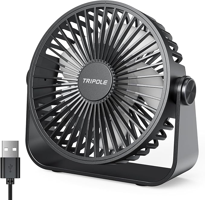 TriPole USB Desk Fan Portable Mini Fan Powerful 3 Speeds Wind Personal Desktop by TriPole