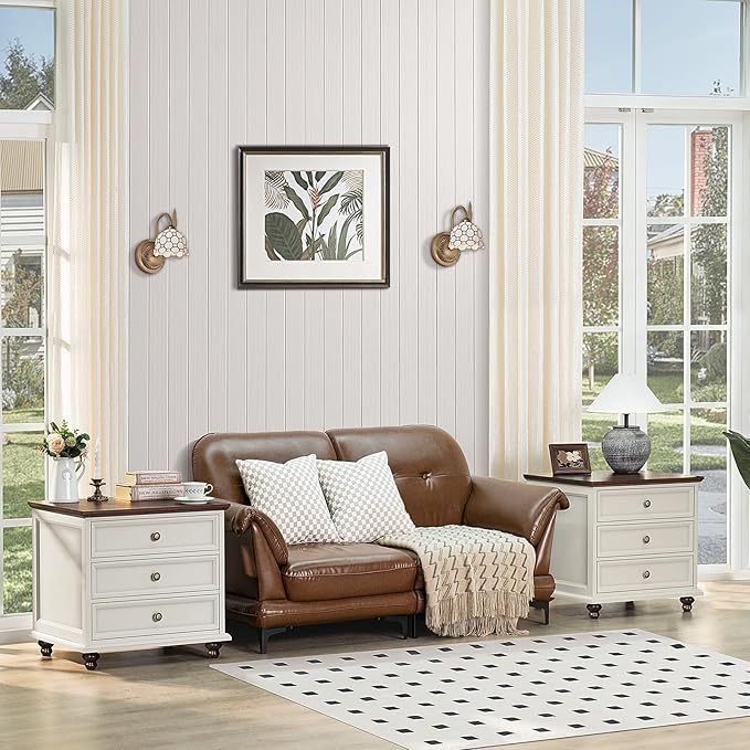 24" Wide Farmhouse Night Stand Set of 2, Large End Table - Image 6