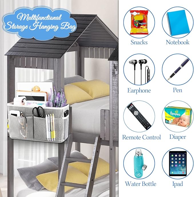 Retyion Bedside Hanging Storage Basket Headboards Bunk Beds Dorm Rooms - Image 5