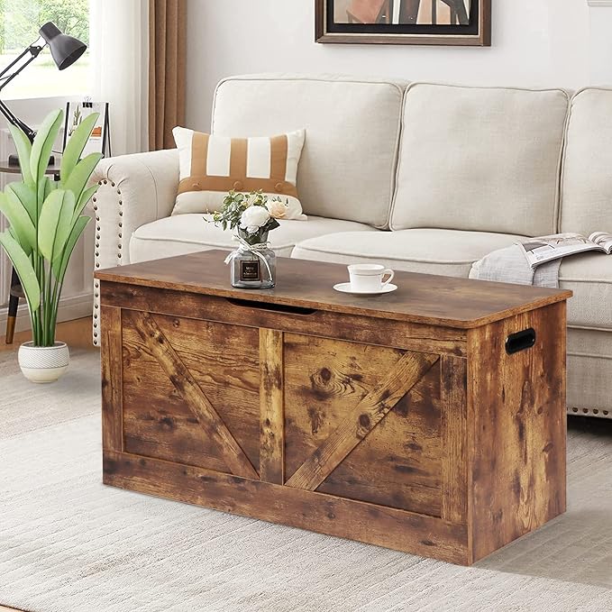 Timberer 39.4" Storage Chest, Wooden Storage Bench, Large Storage Trunk - Image 7