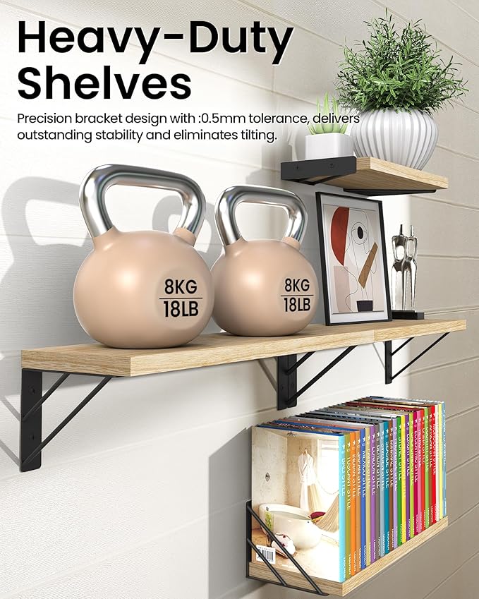 BAYKA Shelves for Bedroom Decor, Floating Wall Shelf for Living Room Kitchen - Image 6