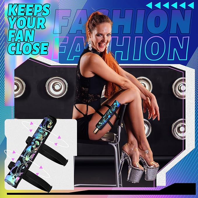 Summer Rave Fan Thigh Holster Rave Fan Holder Folding Hand Pouch Foldable - Image 4