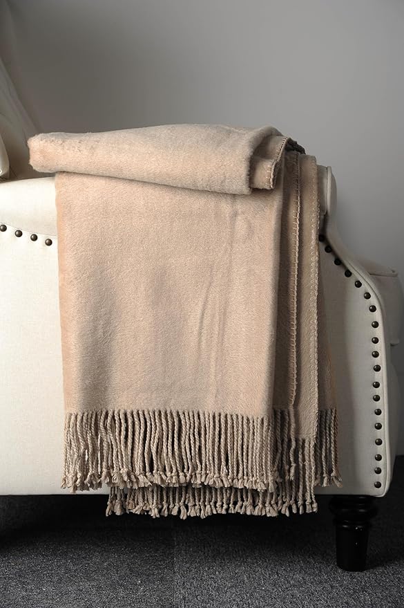 EP Mode Fringed Mulberry Silk Throw Blanket - Image 4