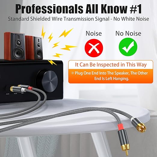 AGVEE 6.6ft RCA Cable, 2 RCA Male Thickened Six Claws Plug Stereo Auxiliary - Image 3