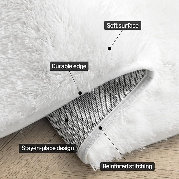 Amazon Basics Fluffy Washable Round Area Rug, Circle Shaggy Carpet - Image 3