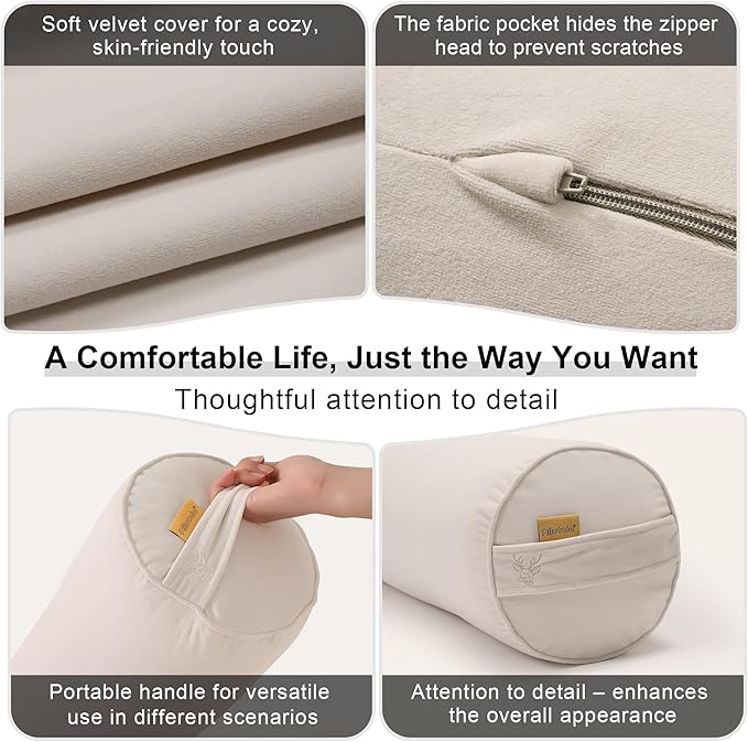 Body Pillow for Adults – Long Bolster Pillow for Bed, Round Cuddle Pillow - Image 5