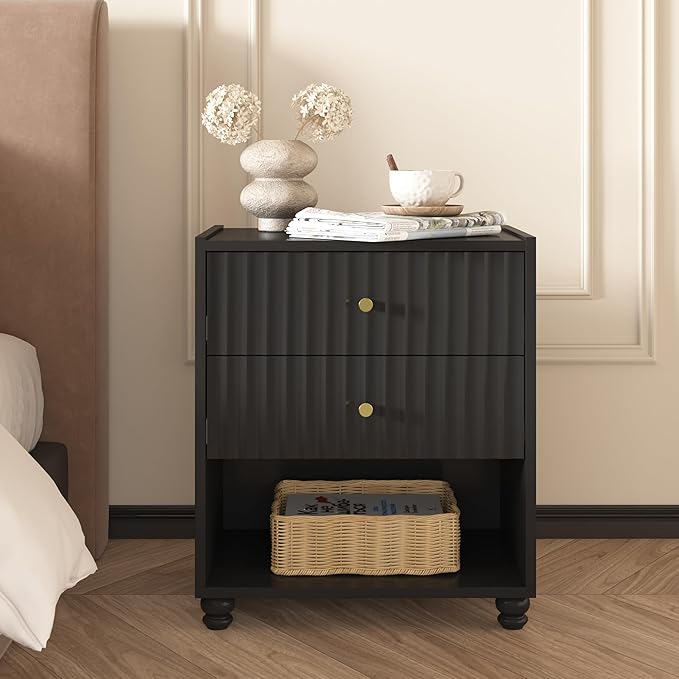 Modern Nightstand, Fluted End Table - Image 3