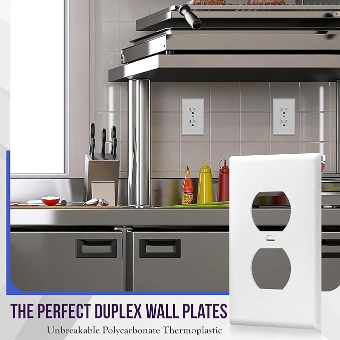ENERLITES Duplex Receptacle Outlet Wall Plate, Gloss Finish, Size 1-Gang 4.50" - Image 3
