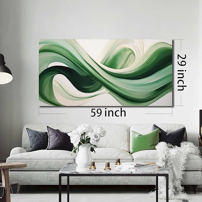 JuhaiArt Abstract Wall Decorations Large Green Canvas Wall Art White Artwork Art - Image 6