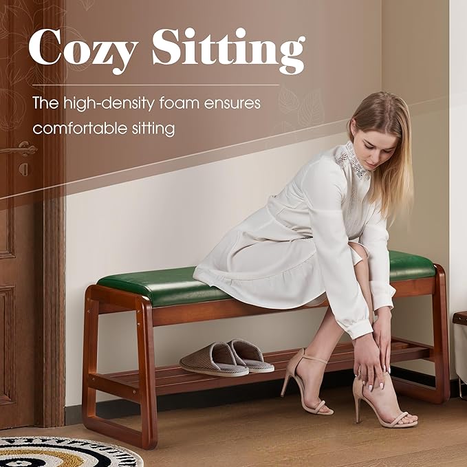 HABUTWAY Solid Wood Shoe Rack, Entryway Shoe Bench - Image 3
