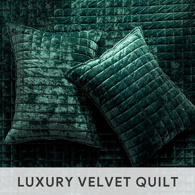 RECYCO Luxury Velvet Quilt Set Full Queen Size Bedding Sets, Ultra Soft Velvet - Image 5