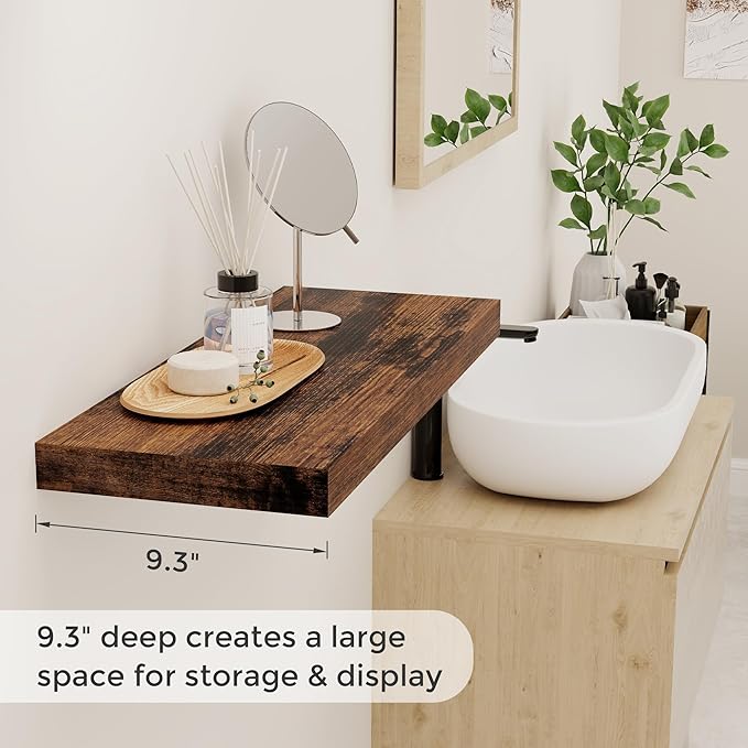 Floating Shelves for Wall, 24 x 9.3 Floating Shelf Wall-Mounted, Rustic Wood - Image 4