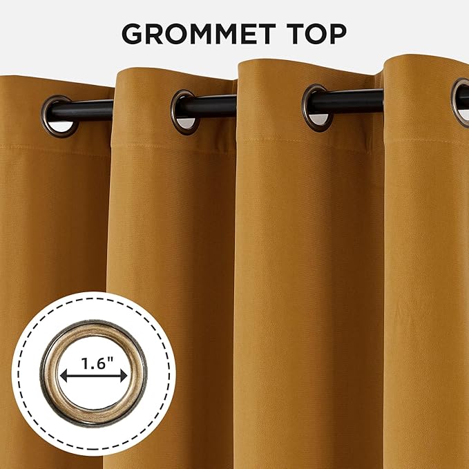 Joydeco Mustard Yellow 100% Blackout Curtains 120 Inch 2 Panels, Luxury Thermal - Image 3