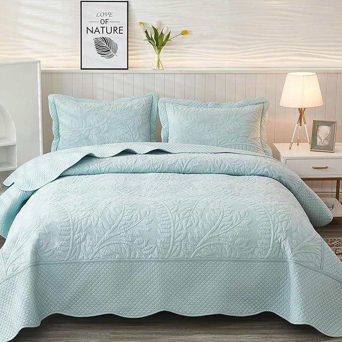 MarCielo 3-Piece 100% Cotton Oversized Bedspread Lightweight Quilt Coverlet by MarCielo