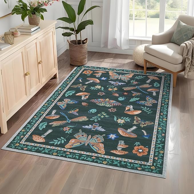 Mushroom 3x5 Rug Washable Non-Slip Small Indoor Rugs by ROYHOME