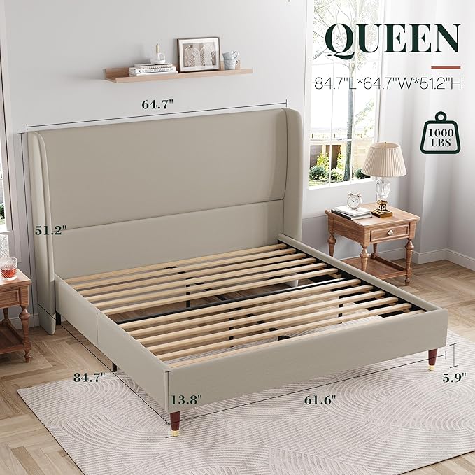 Jocisland 51.2" H Queen Bed Frame Upholstered Bed Platform Bed - Image 2