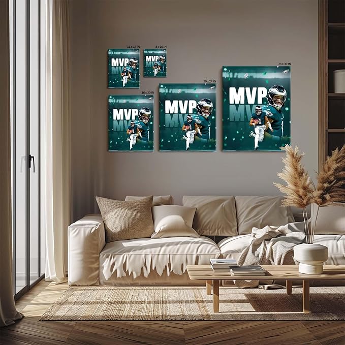 B.B.F MAKE 2025 Super Canvas Bowl Wall Art Champions MVP Hurts Canvas Wall - Image 4