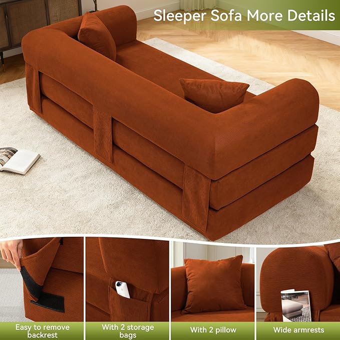 Convertible Futon Sofa Bed, Queen Sleeper Sofa Bed, Compressed Couch in a Box - Image 6