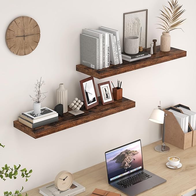 Floating Shelves for Wall, 36 x 9.3 Large Floating Shelf Wall Mounted Set of 2 - Image 6