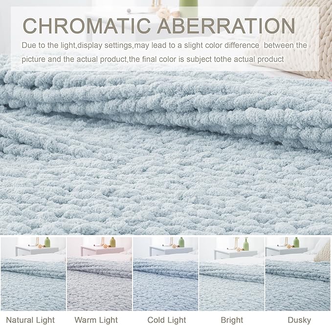 Chunky Knit Throw Blanket 50"X 60", 100% Handmade - Image 6