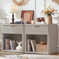 LEYAOYAO Fluted Farmhouse Nightstand Set of 2 by LEYAOYAO-Findtheshiningpointofyourideallife%EF%BC%81