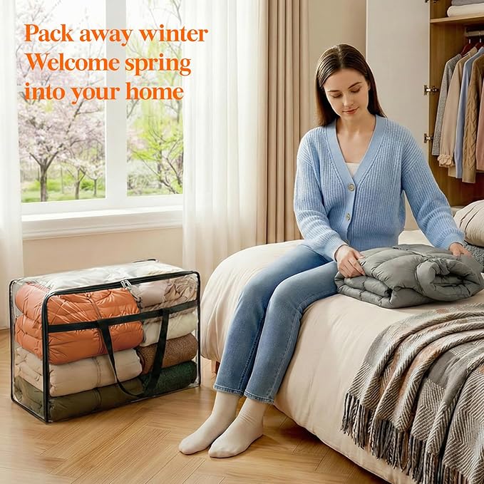 Lifewit 8 Pack Clear Clothes Storage Bags, 40L Plastic Blanket Storage Bag - Image 2