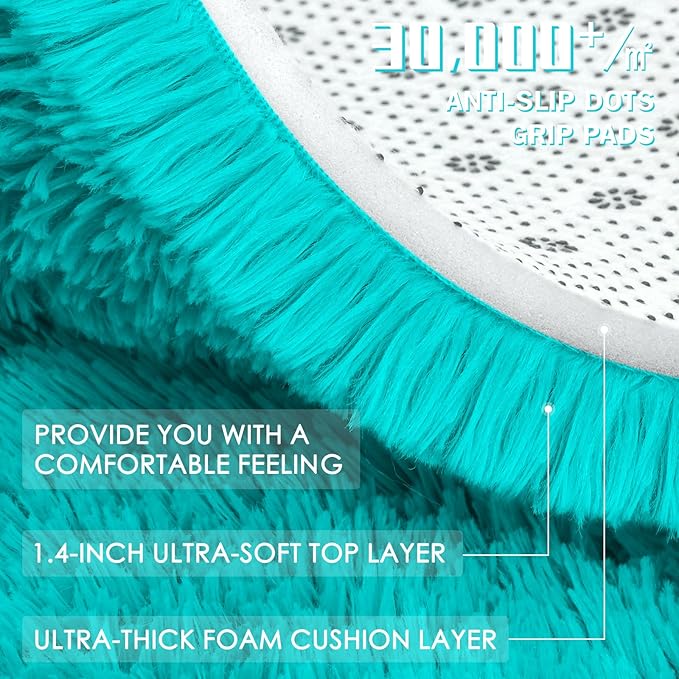 OLANLY Teal Blue Round Rugs for Bedroom - Image 5