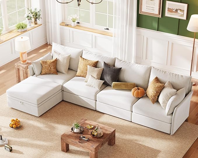 ABCASA 134.6" Luxury Modular Sectional Convertible Sofa by ABCASA