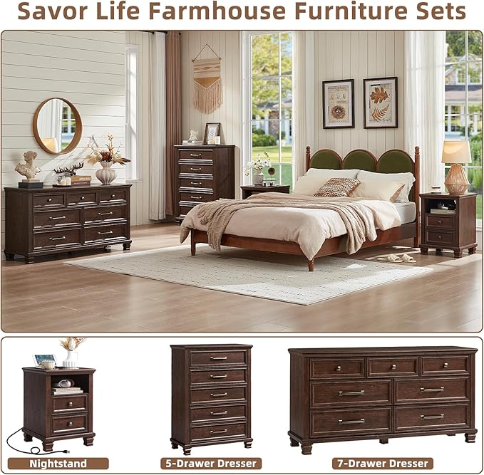 SAVOR LIFE Farmhouse Nightstand - Image 9