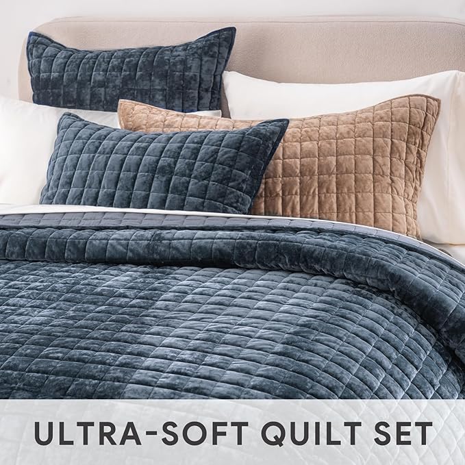 RECYCO Luxury Velvet Quilt Set King Size Bedding Sets, Ultra Soft Velvet - Image 4
