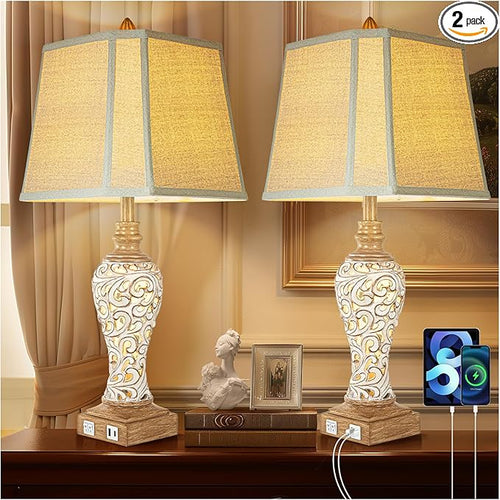 28.5" Rustic Table Lamp Set of 2 by LuxSightCollection