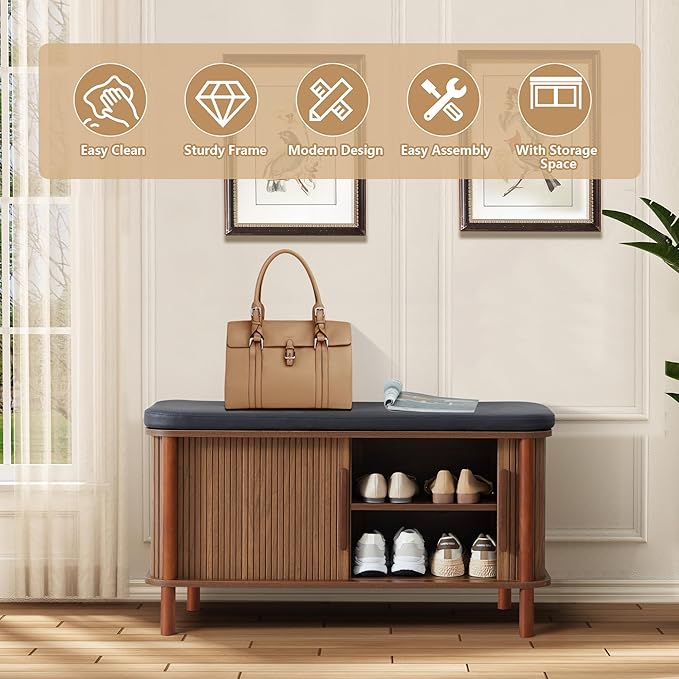 Shoe Bench, Entryway Shoe Cabinet - Image 8