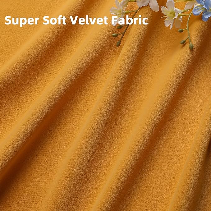 Joydeco Yellow Velvet Curtains 63 inch Length 2 Panels, Luxury Blackout Rod - Image 5