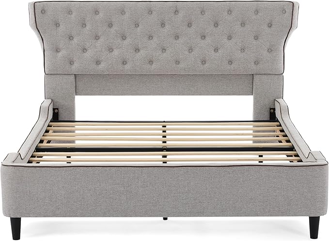 Christopher Knight Home Salus Linen Upholstered Queen Size Bed Frame - Image 7