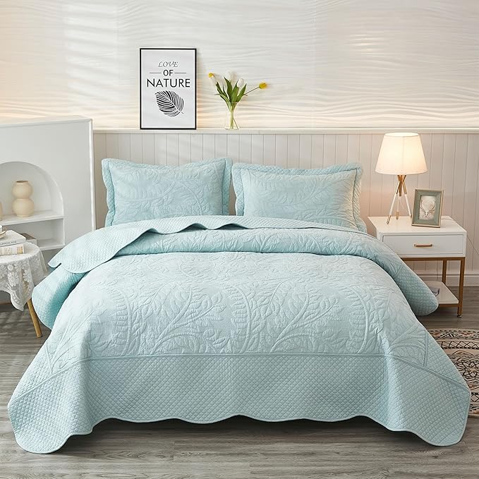 MarCielo 3-Piece 100% Cotton Oversized Bedspread Lightweight Quilt Coverlet - Image 9