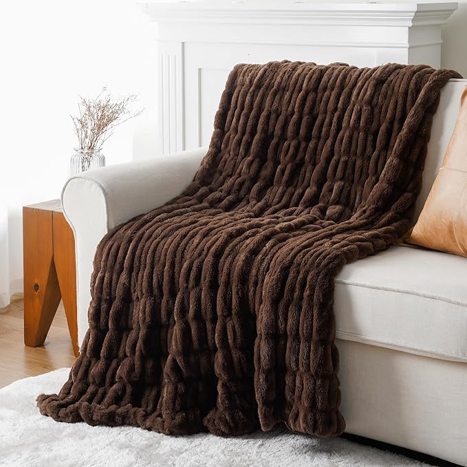 BATTILO HOME Rust Brown Faux Fur Throw Blanket - Image 8