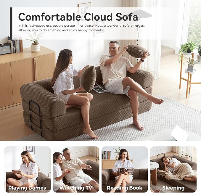 Convertible Modular Sleeper Sofa Bed, Mid Century Modern Decor Love Seat Memory - Image 8