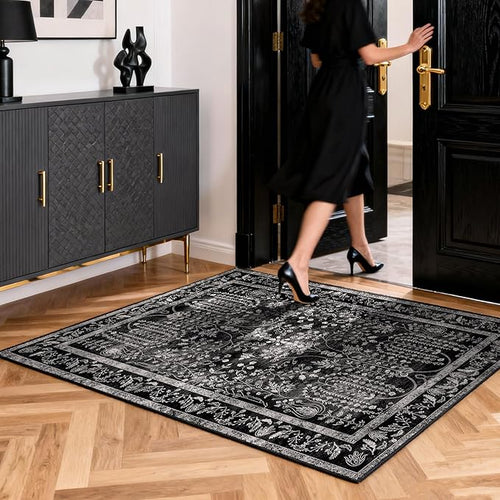 2x3 Washable Area Rug for Entryway：Soft Traditional Printed Area Rug Non-Slip by OLFRUGDTRUG
