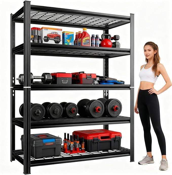 48''W Wire Garage Metal Shelving, 3020 Lbs Heavy-Duty Garage Storage Shelves by Beaunatixx
